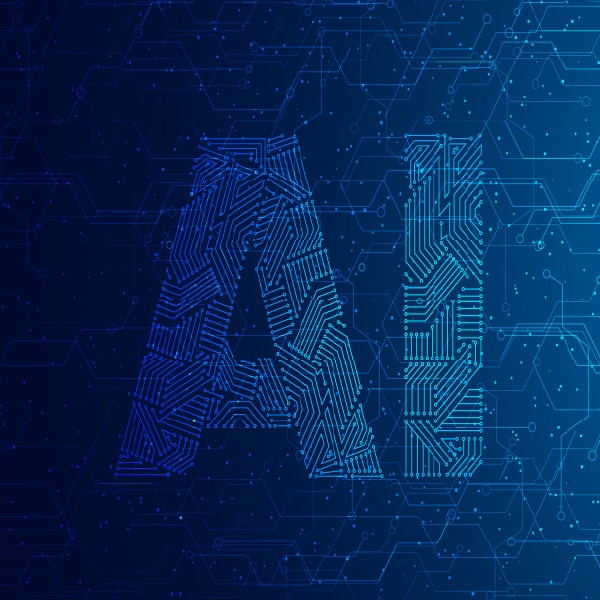 Letters AI on a dark blue background