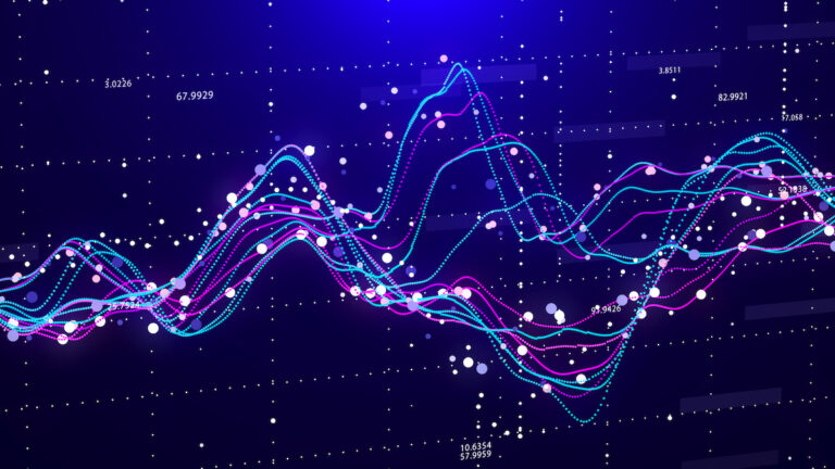 Abstract big data chart on purple background