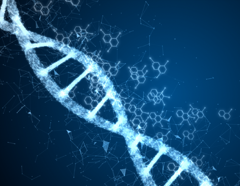 DNA helix on a blue background